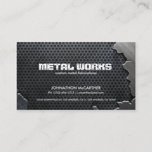 Customizable Cracked Metal and Mesh Business Card