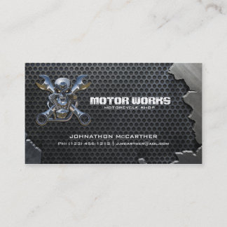 Cracked Metal and Mesh Motorcyle Shop Business Card