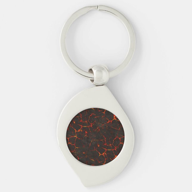 Cracked Molten Ground Rock Volcano Lava Keychain (Front)