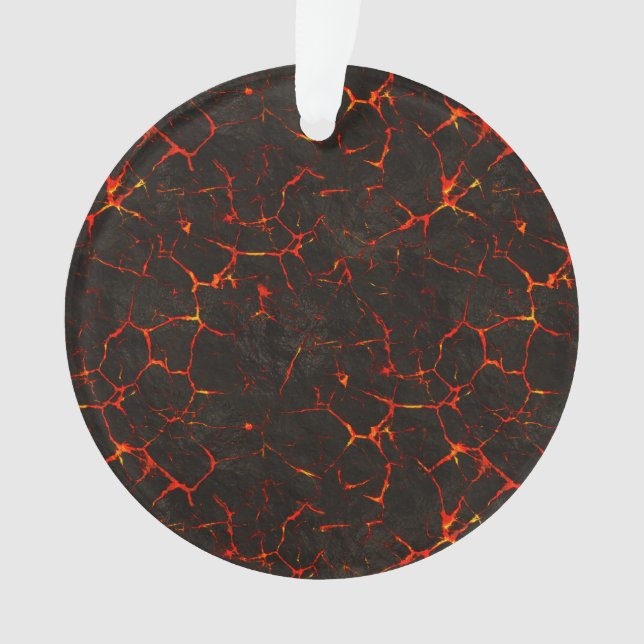 Cracked Molten Ground Rock Volcano Lava Ornament (Front)