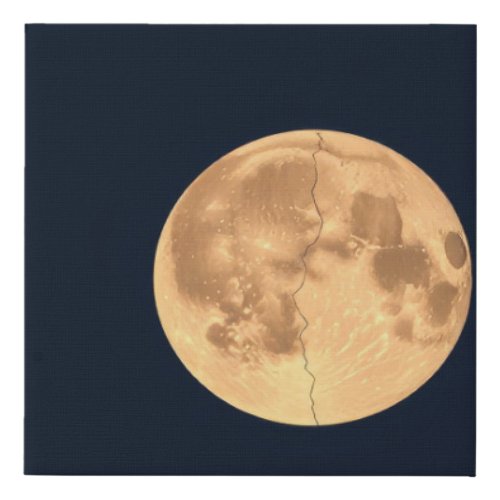 Cracked Moon Faux Canvas Print