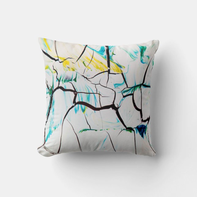 Cracked Multi-Color Acrylic Pieces Throw Pillow (Front)