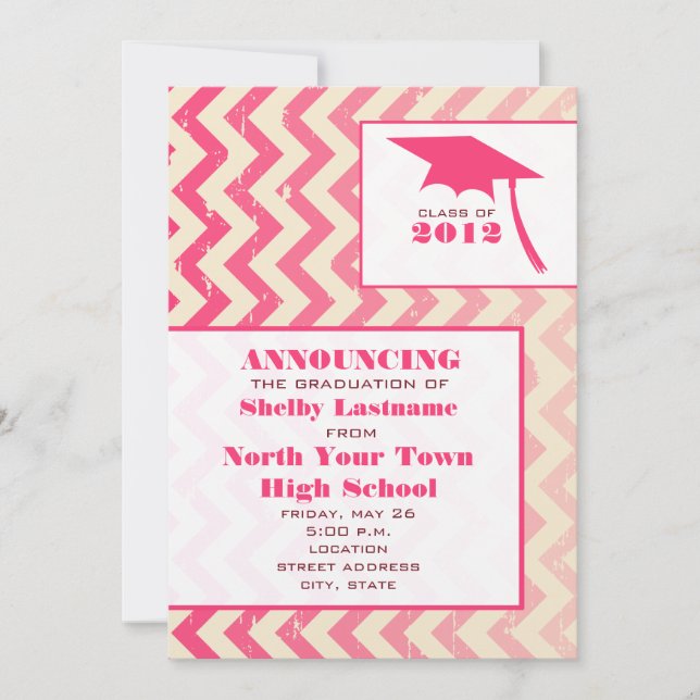 Cracked Ombre Zigzag 2012 Graduation Announcement (Front)
