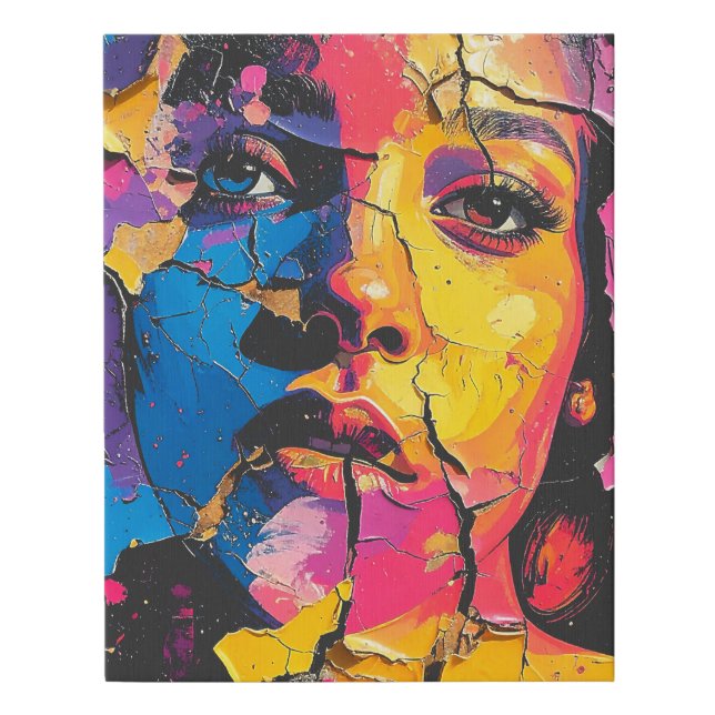 Cracked Paint Mural Beauty Skin Deep Faux Canvas Print (Front)