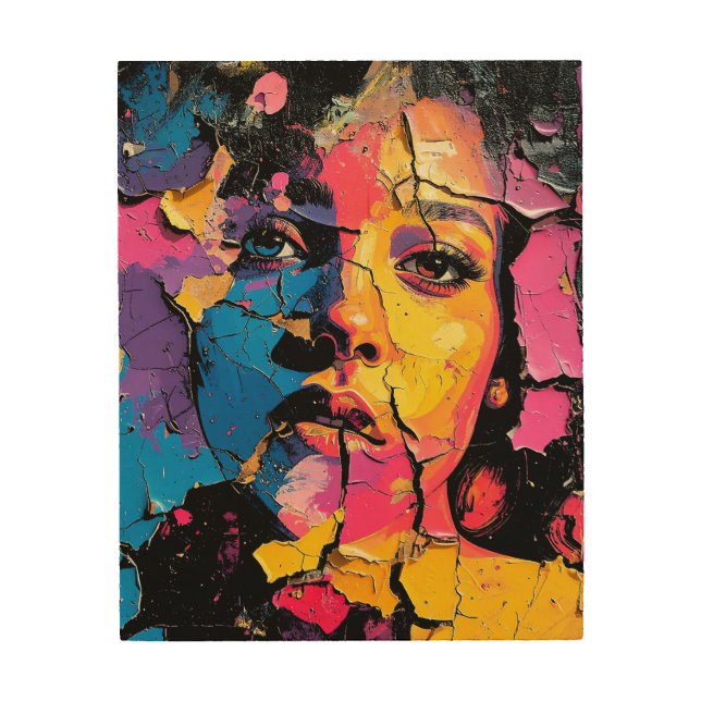 Cracked Paint Mural Beauty Skin Deep Wood Wall Art (Front)