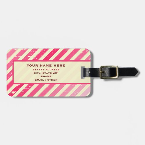 Cracked Pink Ombre Stripes Luggage Tag