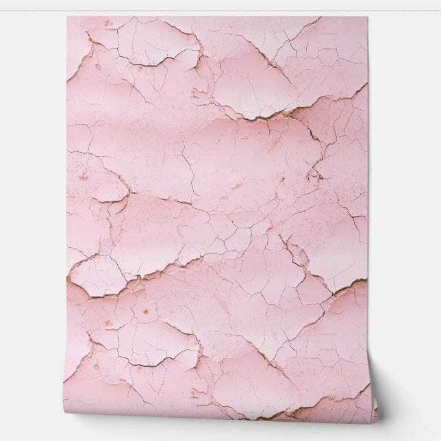Cracked Pink Painted Textured Wall  (Unrolling)