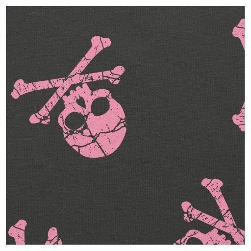Cracked Pink Skull And Crossbones Fabric