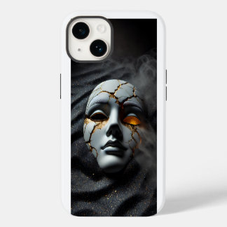 Cracked Porcelain Mask Dark Luxury iPhone 14 Case
