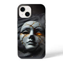 Cracked Porcelain Mask Dark Luxury iPhone 14 Case
