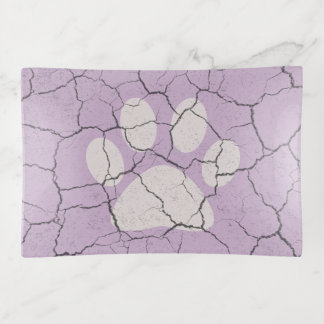 Cracked Purple Animal Paw Print Trinket Tray