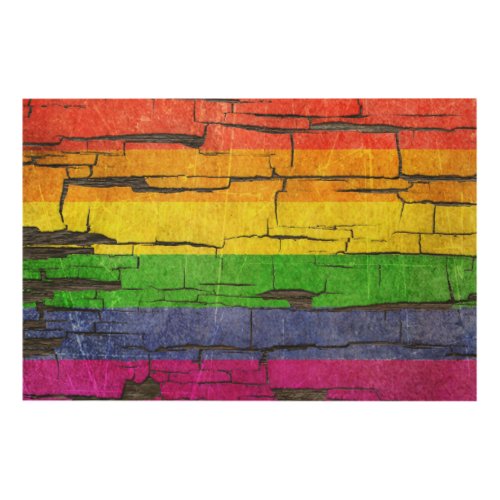 Cracked Rainbow Gay Pride Flag Peeled Paint Effect Wood Wall Decor