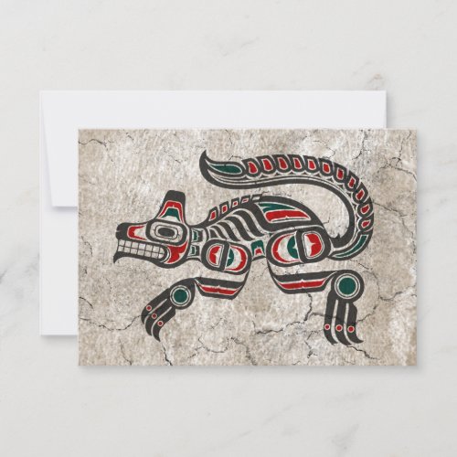 Cracked Red and Black Haida Spirit Wolf Custom Invitation