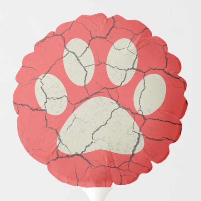 Cracked Red Animal Paw Print  Party Balloon (Back)