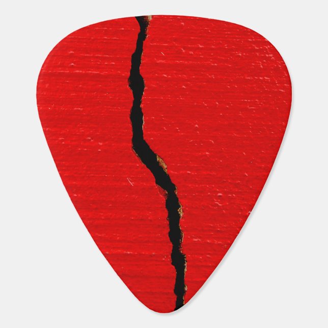 Cracked Red Paint Guitar Pick (Back)