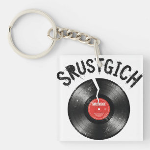 Cracked Retro LP Disc Punk Rock Keychain