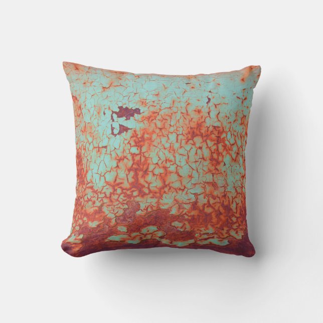 Cracked Rust Peeling Paint Throw Pillow (Front)