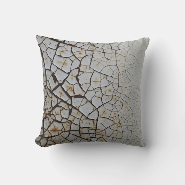 Cracked Rust Throw Pillow (Front)