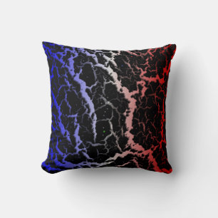 Cracked Space Lava - Blue/White/Red Throw Pillow