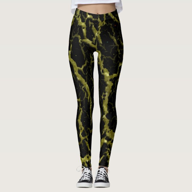 Cracked Space Lava - Glitter Gold Leggings (Front)