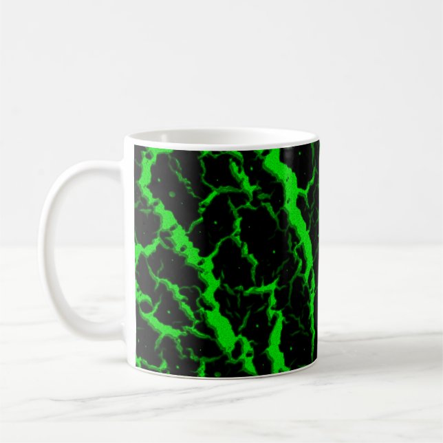Cracked Space Lava - Green Coffee Mug (Left)