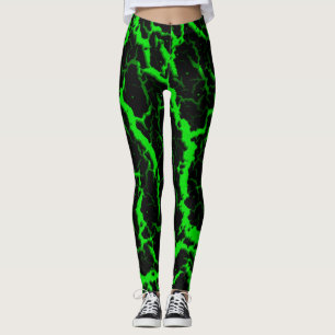 Cracked Space Lava - Green Leggings