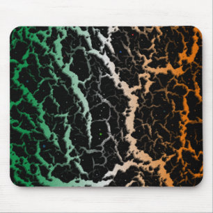 Cracked Space Lava - Green/White/Orange Mouse Pad