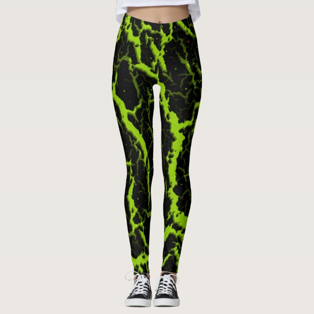 Cracked Space Lava - Lime Leggings (Front)