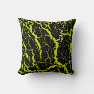 Cracked Space Lava - Lime/Yellow Throw Pillow