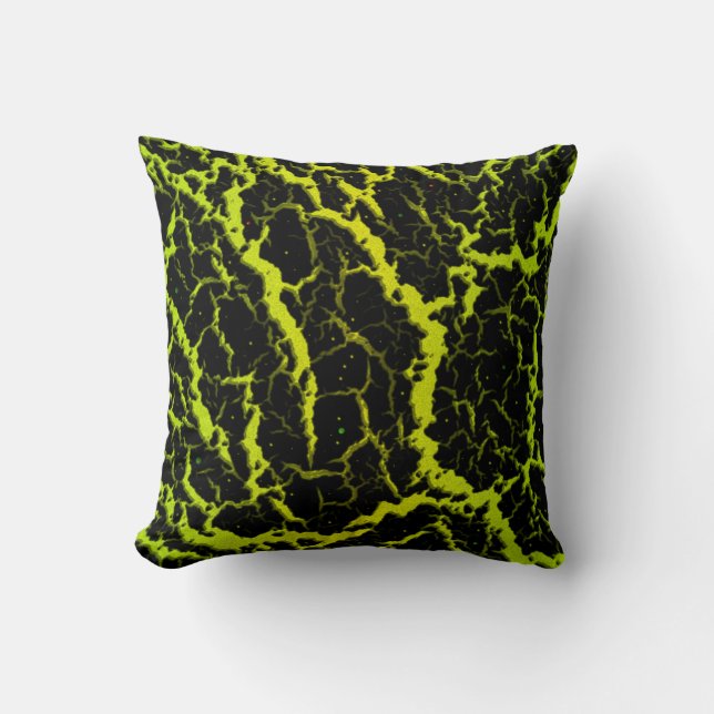 Cracked Space Lava - Lime/Yellow Throw Pillow (Front)