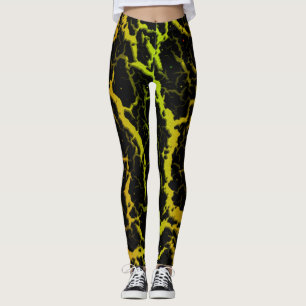 Cracked Space Lava - Orange/Lime Leggings
