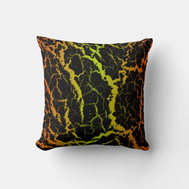 Cracked Space Lava - Orange/Lime Throw Pillow (Front)