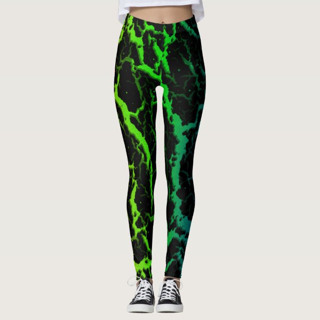 Cracked Space Lava - Rainbow OYGBP Leggings (Front)