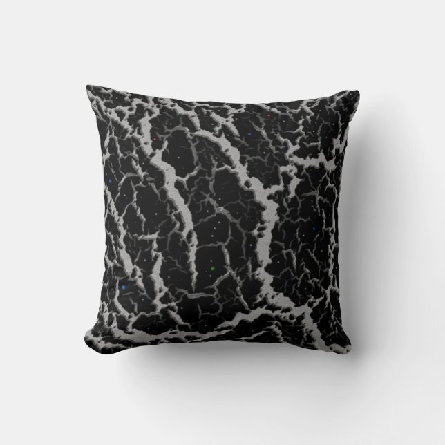 Cracked Space Lava - Silver Throw Pillow (Front)