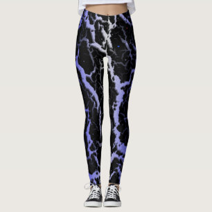 Cracked Space Lava - White/Blue Leggings