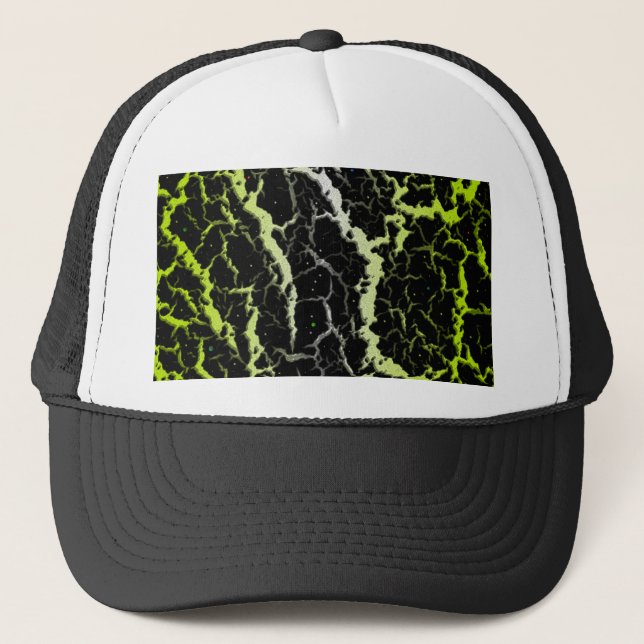 Cracked Space Lava - White/Lime Yellow Trucker Hat (Front)