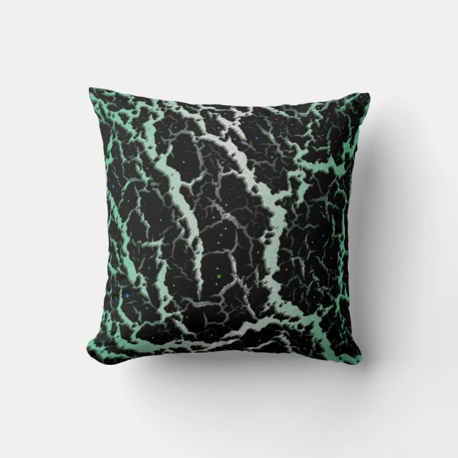 Cracked Space Lava - White/Mint Throw Pillow (Front)