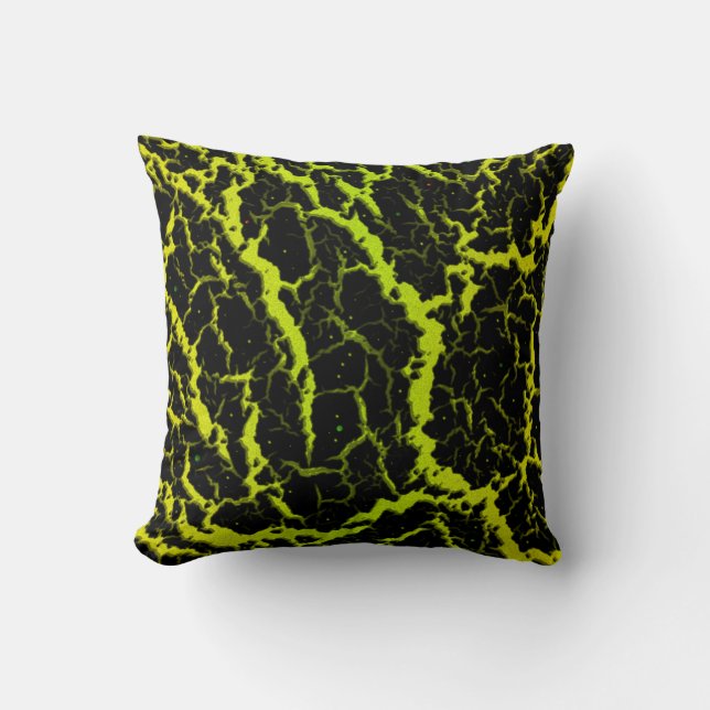 Cracked Space Lava - Yellow/Lime Throw Pillow (Front)