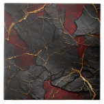 Cracked Stone Texture, Red Black & Gold Ceramic Tile<br><div class="desc">Elevate your space with this Ceramic tile featuring a captivating cracked stone texture. The combination of gold, black, and red creates a striking and dynamic design. The grunge stone texture adds depth and character, while the dark gold and light gold hues provide a touch of luxury. The seamless and repeatable...</div>