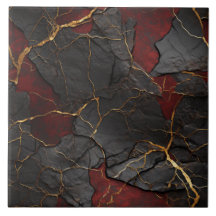 Cracked Stone Texture, Red Black & Gold