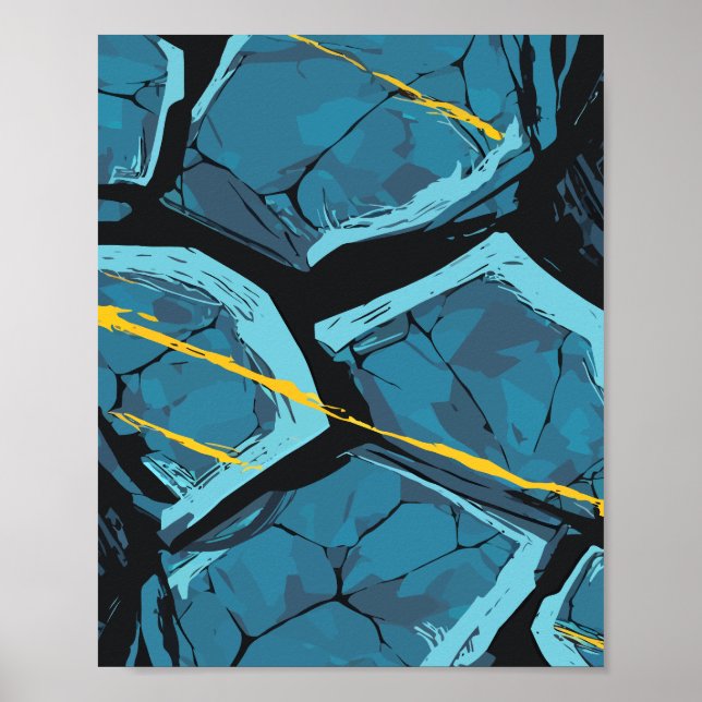 Cracked Surface with Electric Yellow Streaks Poster (Front)