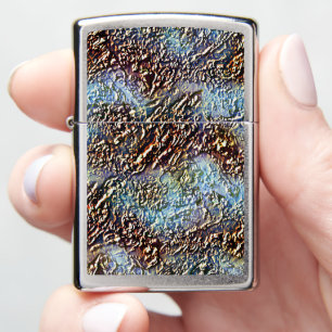 Cracked texture, caramel brown to dirty light cyan zippo lighter