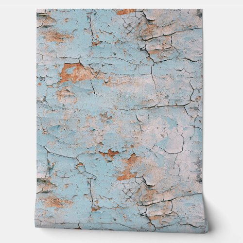 Cracked Textured Painted Blue Stucco Wall 