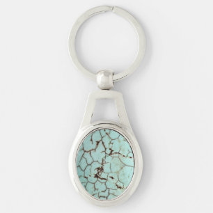 Cracked Turquoise Gemstone Keychain