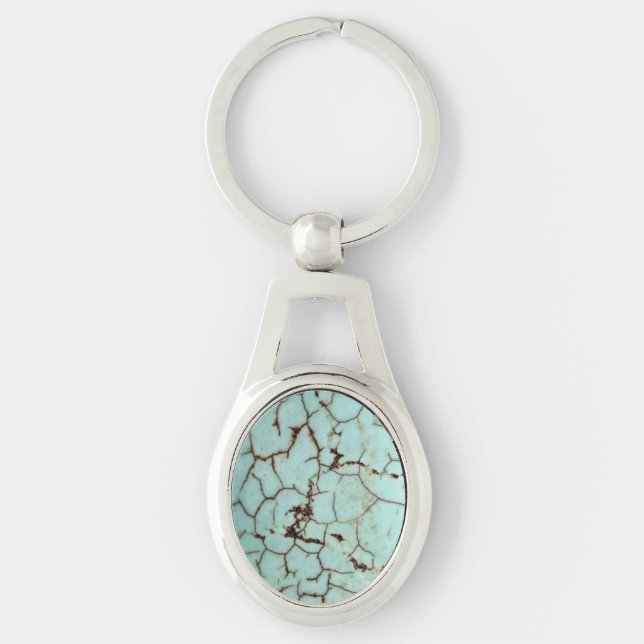 Cracked Turquoise Gemstone Keychain (Front)