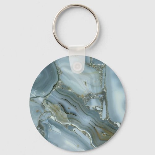 Cracked Turquoise Gray Green Blue Marble Texture Keychain
