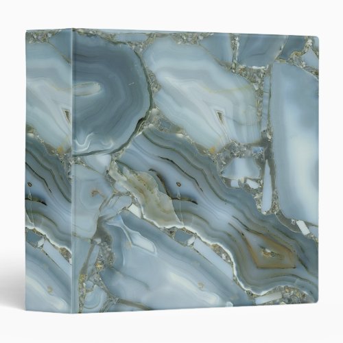 Cracked Turquoise Grey Green Blue Marble Texture 3 Ring Binder