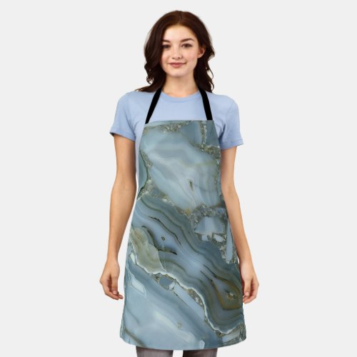 Cracked Turquoise Grey Green Blue Marble Texture Apron