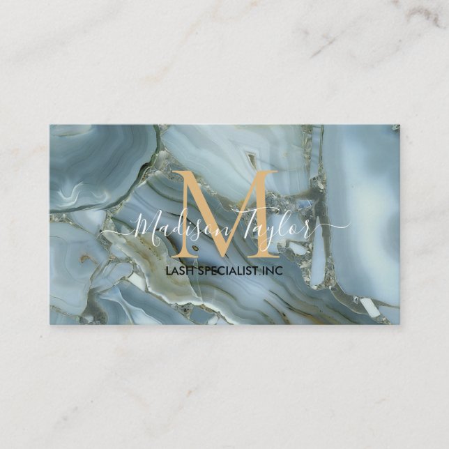 Cracked Turquoise Grey Green Blue Marble Texture   Business Card (Front)