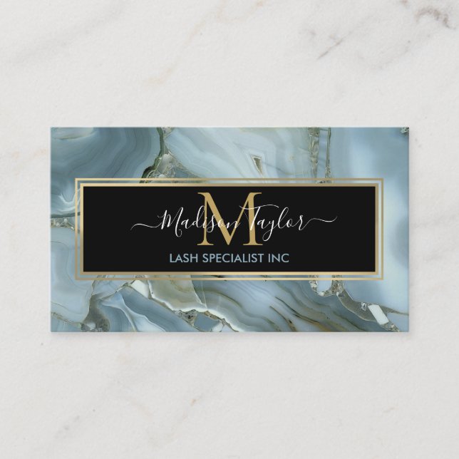 Cracked Turquoise Grey Green Blue Marble Texture   Business Card (Front)